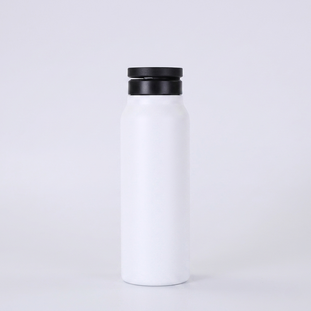 White Proper Fit MagMount 720ml insulated stainless steel gym water bottle
